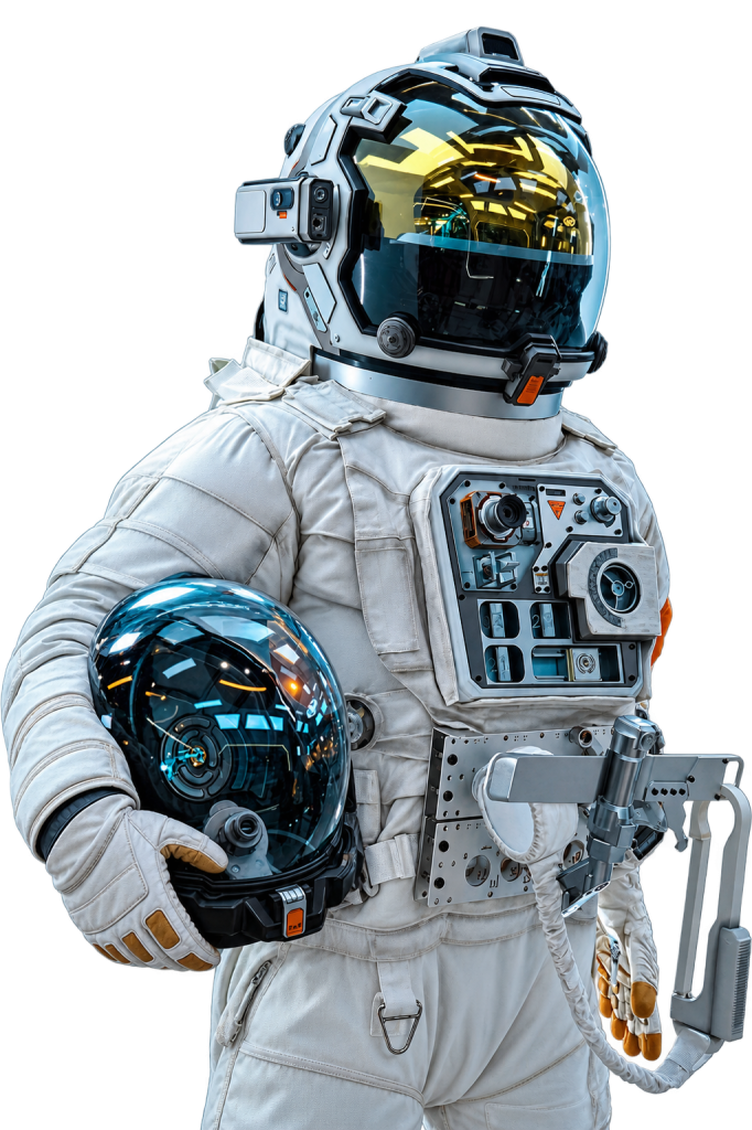 Astronaut in a spacesuit representing humanity’s future in space exploration.